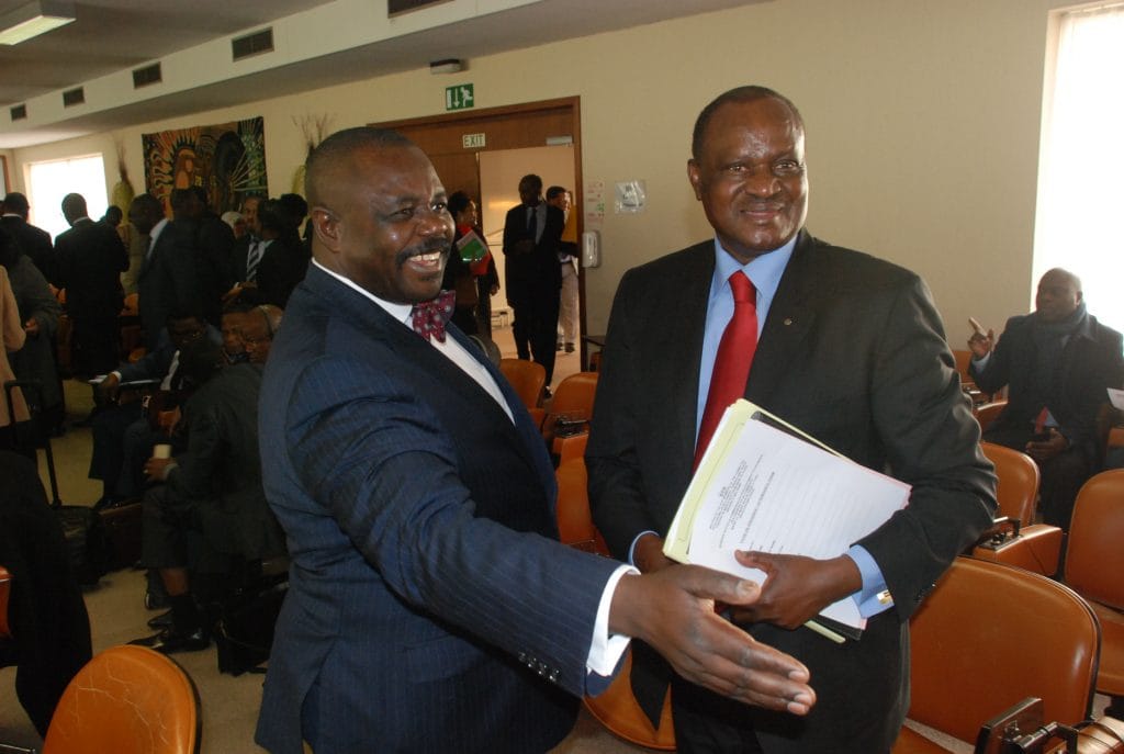 Opposition representation not possible in ACP-EU Assembly – Oulanyah Deputy Speaker Jacob Oulanyah with a delegate at the ACP EU assembly in Brussels