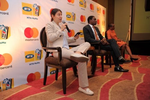 MTN Uganda and Mastercard diversify Mobile Money services in Uganda Elsa Muzzolini the General Manager Mobile Financial Services at MTN Uganda making a presentation.JP e1537875187554
