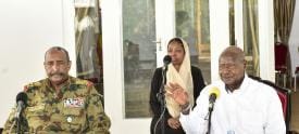 president museveni and chairman sudans transitional military council he gen abdalftah alburhan alrah