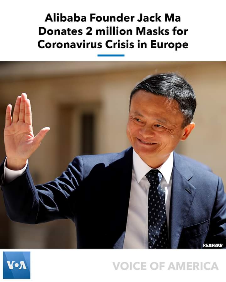 CORONAVIRUS Chinese billionaire Alibaba co-founder Jack Ma Has Pledged to Donate Two Million Protective Masks Distribution Across Europe FB IMG 1584458069444