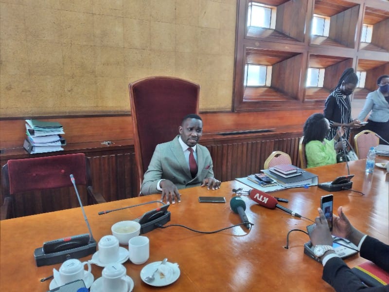 Hon Joel Senyonyi Adressing media at parliament